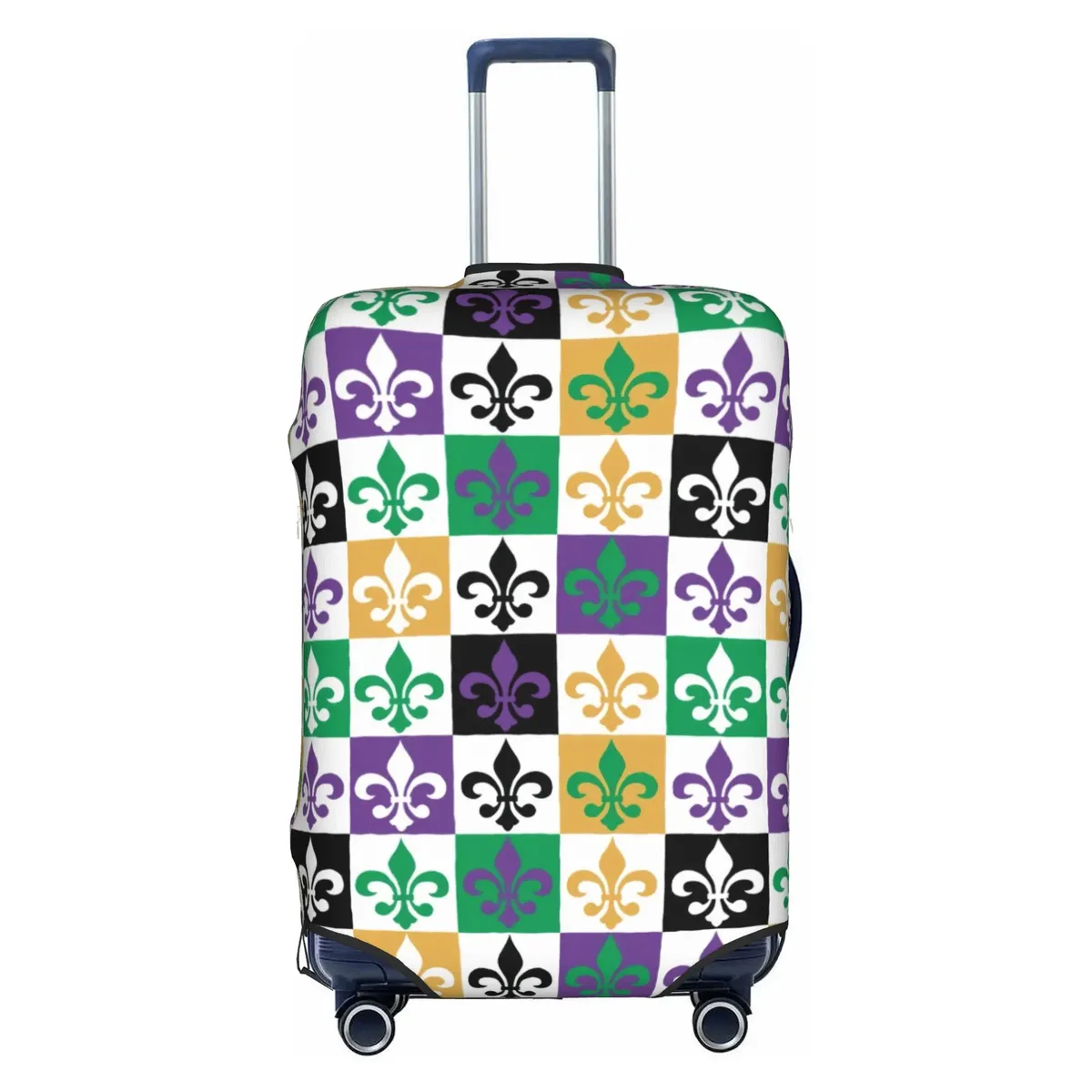 housse de protection pour bagages en cuir marron doré royal, motif fleur de lis, housse de protection amusante pour valise, convient aux valises de 18 à 32 pouces