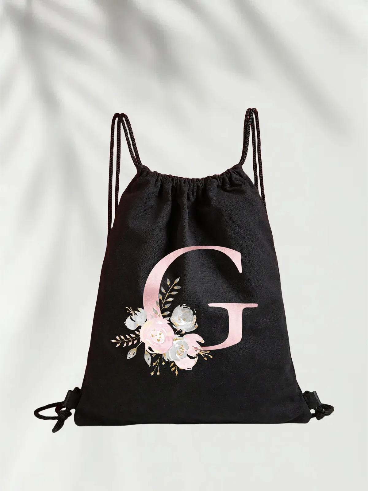 sac à dos léger unisexe à cordon de serrage pour le sport et le fitness, les voyages en plein air et les étudiants avec motif de nom de lettre initiale