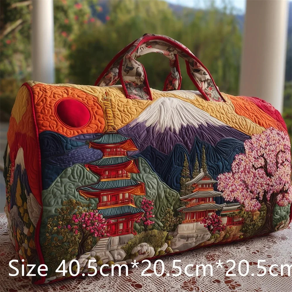 sac de voyage matelassé 3d de style japonais, imprimé fuji sakura koi fish, grande capacité, sac de voyage pour week-end, sac de sport, sac fourre-tout unisexe