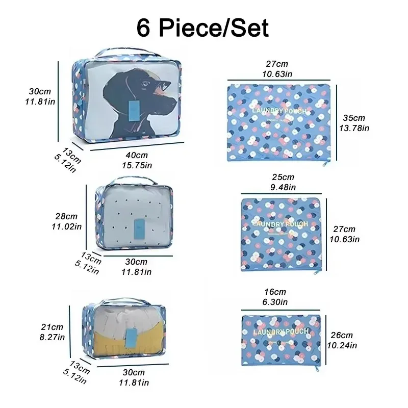 ensemble de 6/7 pièces, sac de rangement de voyage, grande capacité, bagages, vêtements, tri, organisateur, valise, pochette, étui, chaussures, emballage, sac cube