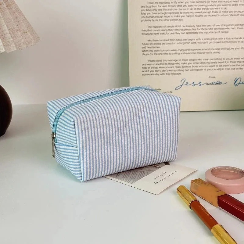 sacs cosmétiques rayés tendance pour femmes, sacs de rangement pour maquillage, sacs de voyage avec fermeture éclair pour femmes