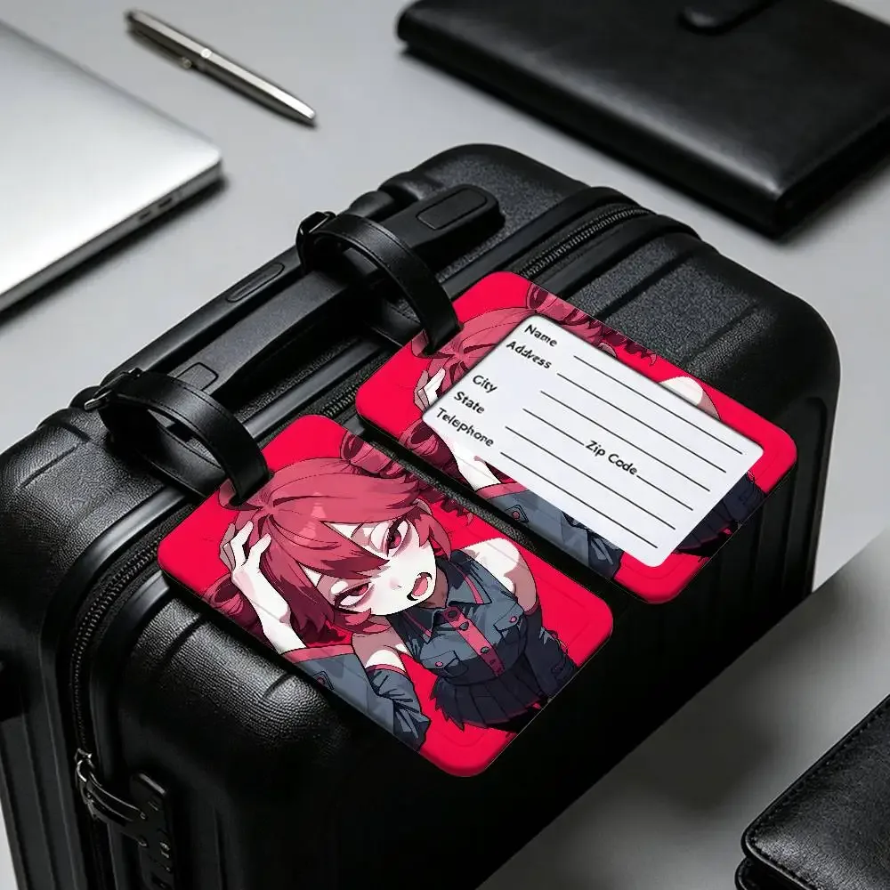 1 pièce étiquette d'identification de bagage en pvc populaire du chanteur virtuel kasane teto, porte-carte d'information anti-perte, étiquette nominative pour valise de voyage