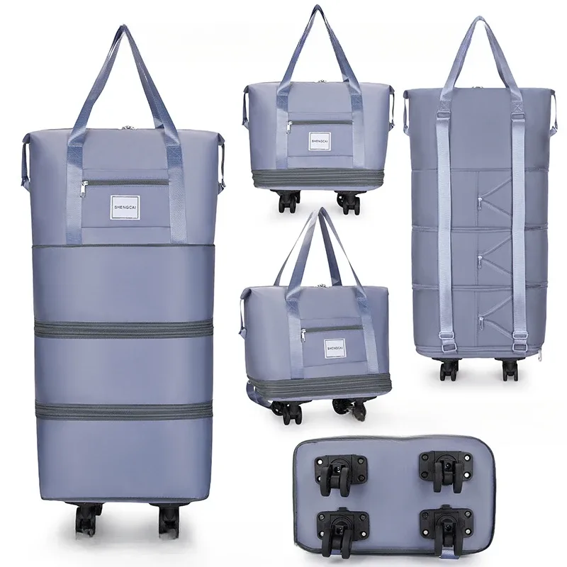 sac de voyage sac à dos grande capacité démontage roue universelle sac de rangement bagages portable double couche sac vérifié avec roue
