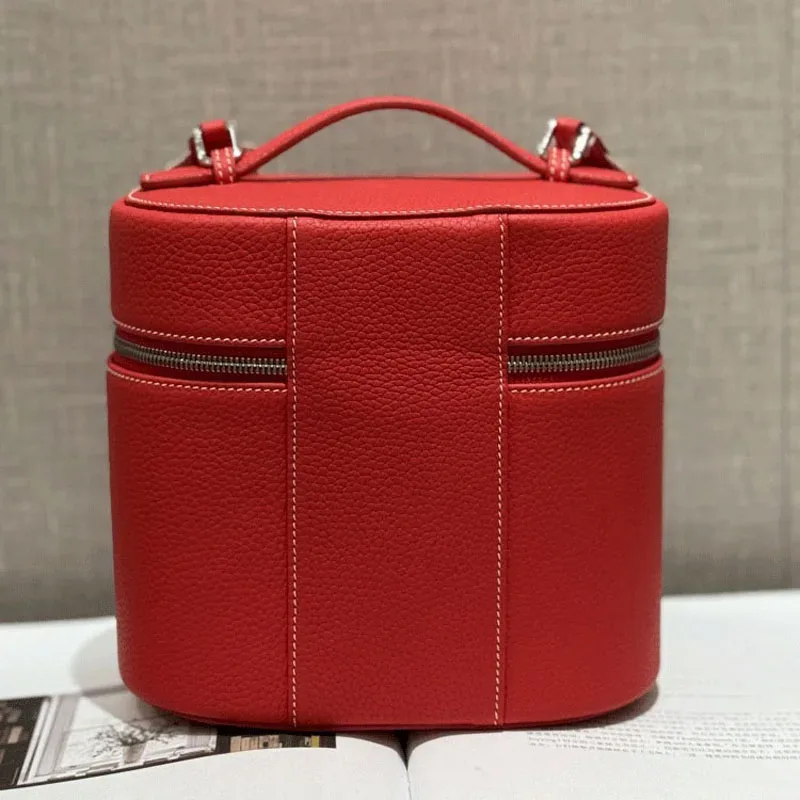 sac de maquillage multifonctionnel en cuir de vachette de première qualité, sac messager à bandoulière, version haut de gamme, sac de voyage, cuir véritable, à porter à la main.