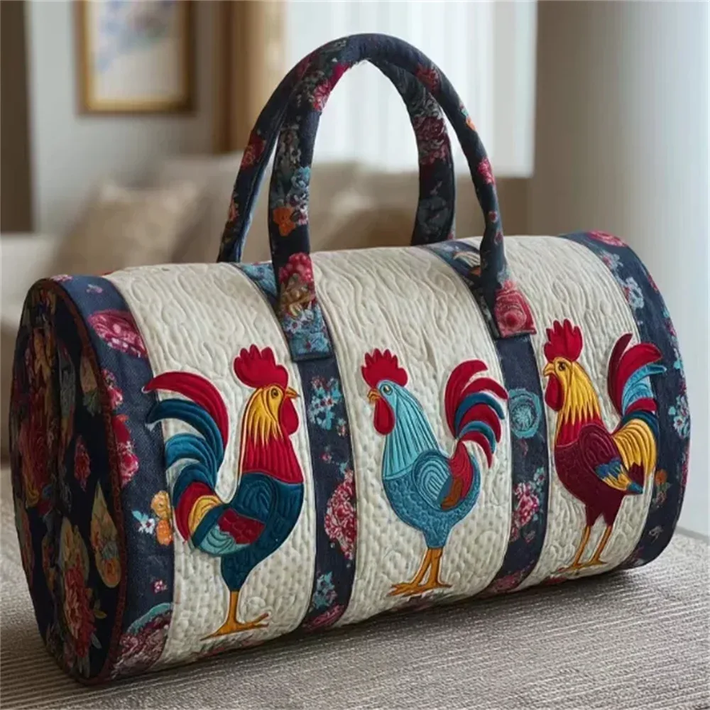 sac de voyage matelassé gf funny art à imprimé poulet, style bohème 2026, personnalisé, fourre-tout de voyage pour femmes et hommes, sac de week-end