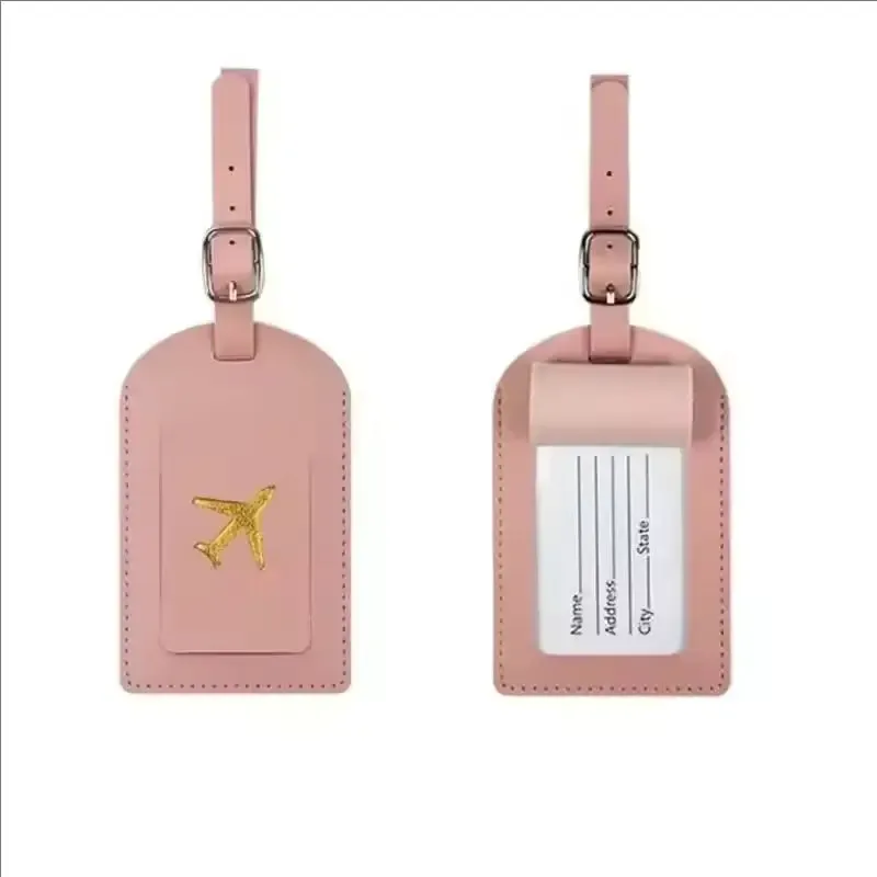 étiquette de bagage de voyage en cuir pu épaisse avec marquage à chaud, étiquette de sac à main, couverture de passeport