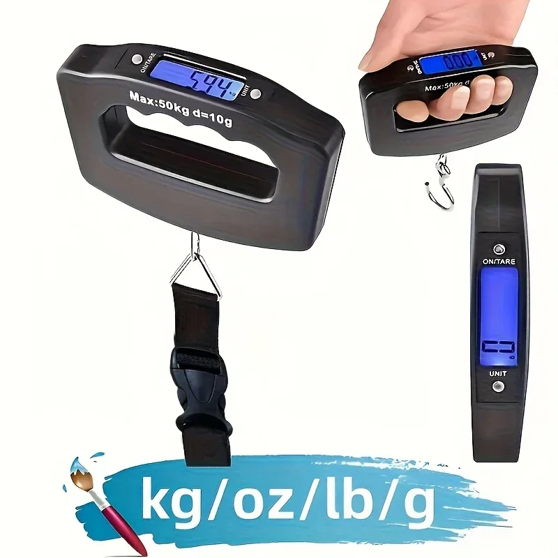 balance numérique portable pour bagages 50 kg, haute précision, électronique, avec écran lcd rétroéclairé pour valise et bagages