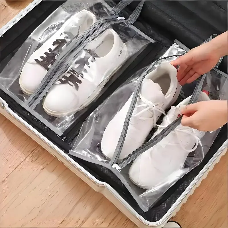 sacs de rangement pour chaussures, imperméables, 8 pièces, en matériau transparent, pour le voyage et la maison, protège les chaussures et les pantoufles du poussière