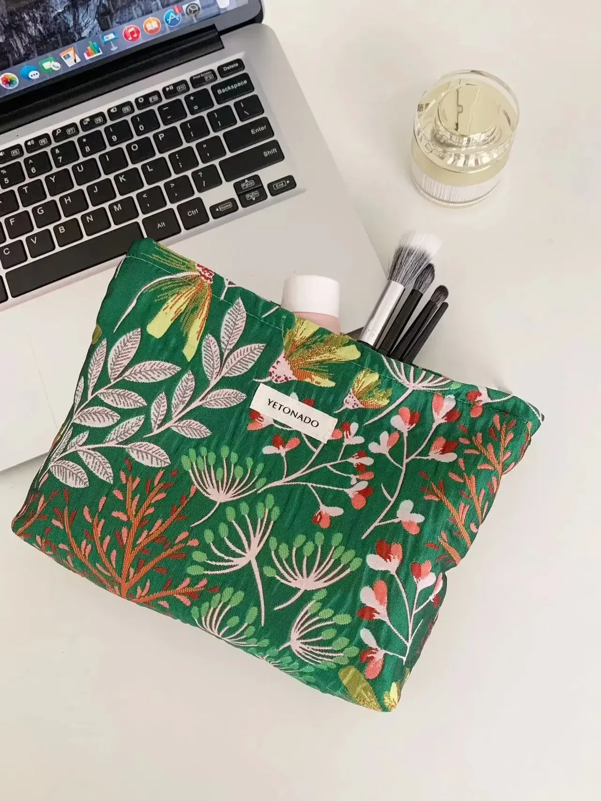 ins style vintage fleurs sac cosmétique portable main sac cosmétique voyage trousse de toilette sac de rangement outils de maquillage pochette de rangement