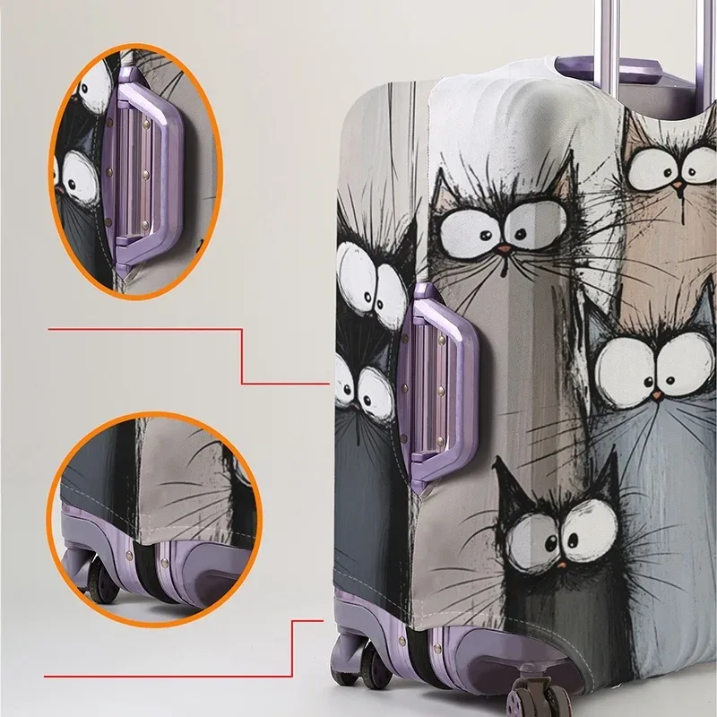 housse de protection pour bagages à motif chat, adaptée aux housses de bagages de 18 à 32 pouces, gants pour poignée de bagage, accessoires de voyage