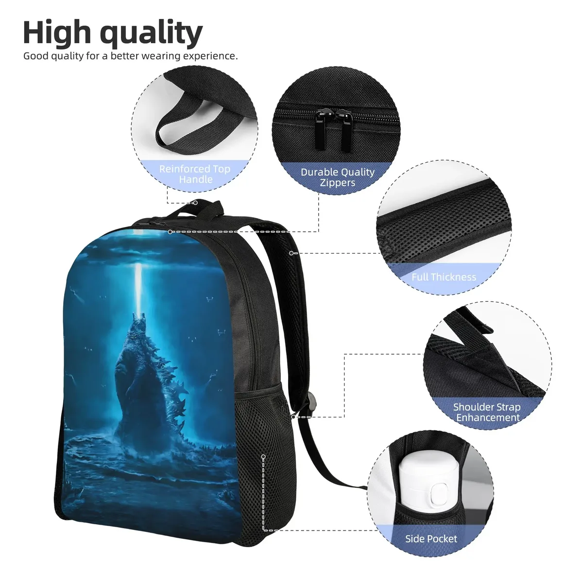 sac à dos godzilla pour hommes et femmes, 1 pièce, pour le nouvel an scolaire