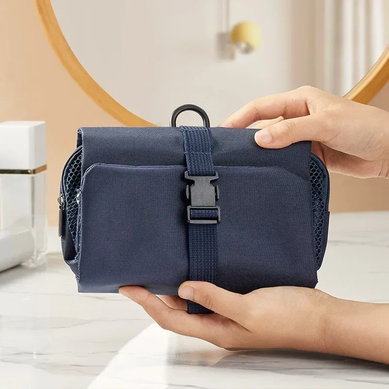 Trousse de toilette pliante de style japonais, sac de rangement à crochet pour voyage d'affaires, sac à cosmétiques de haute qualité