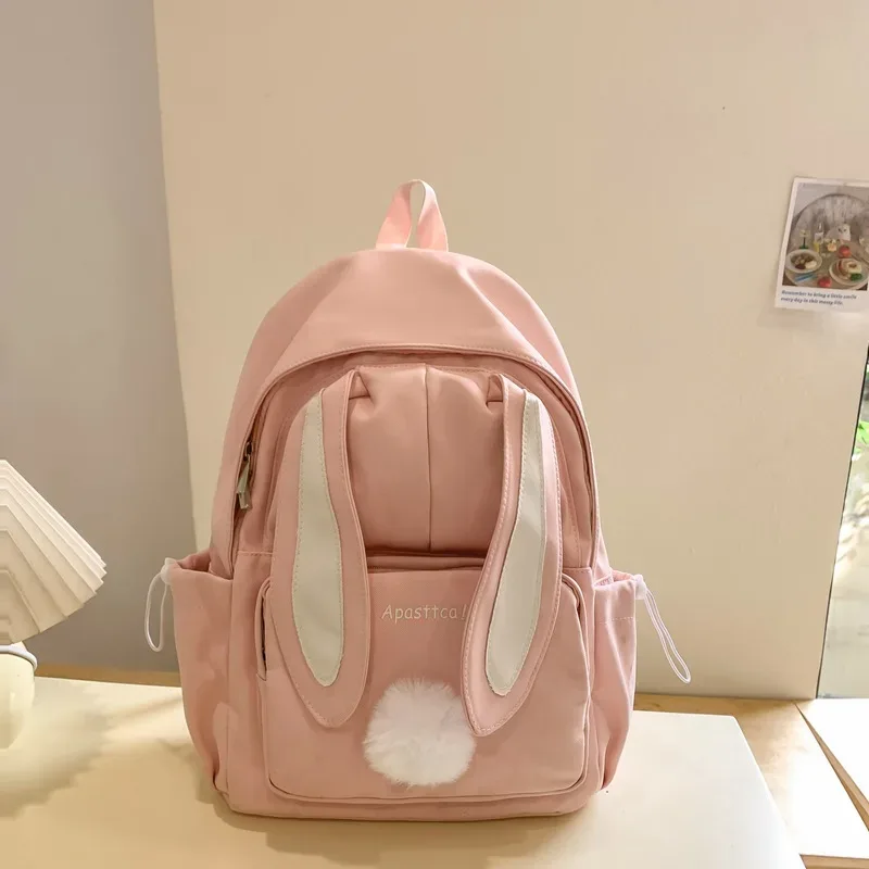 sac à dos scolaire mignon à oreilles de lapin pour femme, style coréen harajuku, pour lycéenne, style japonais, sac à dos à double épaule polyvalent pour fille
