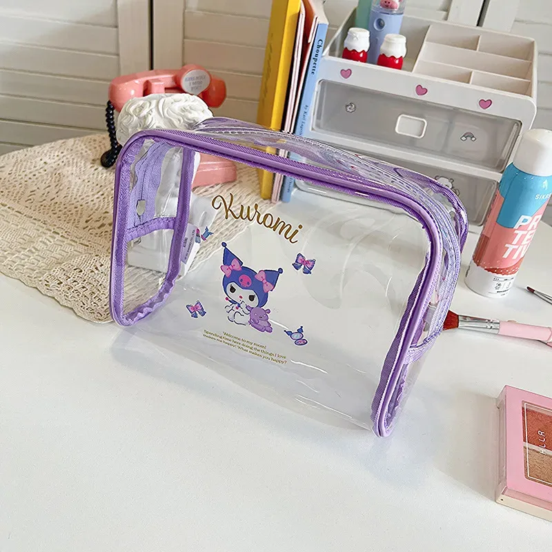 sanrio trousse de maquillage hello kitty trousse à cosmétiques étui à stylo transparent trousse de toilette de voyage étanche pochette de maquillage portable de grande capacité