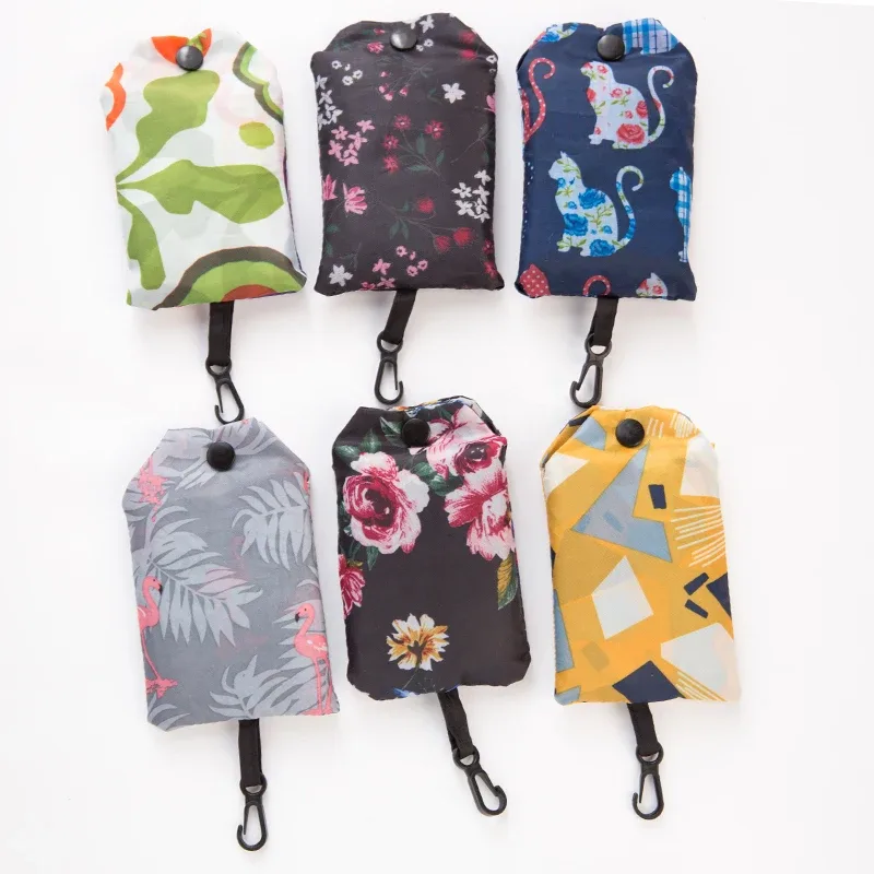 Sacs de courses pliables avec crochet, qualité supérieure, sac fourre-tout léger, avec poignée, réutilisables, respectueux de l'environnement