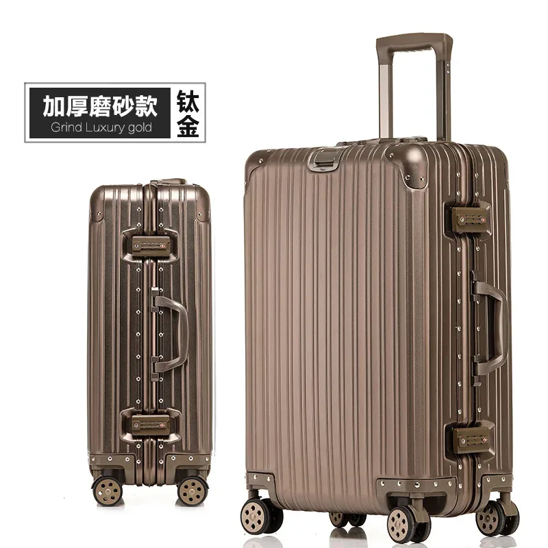 valise de voyage en aluminium 20/22/24/26/28/30'' de haute qualité avec serrure tsa, bagage à roulettes, valise cabine en métal