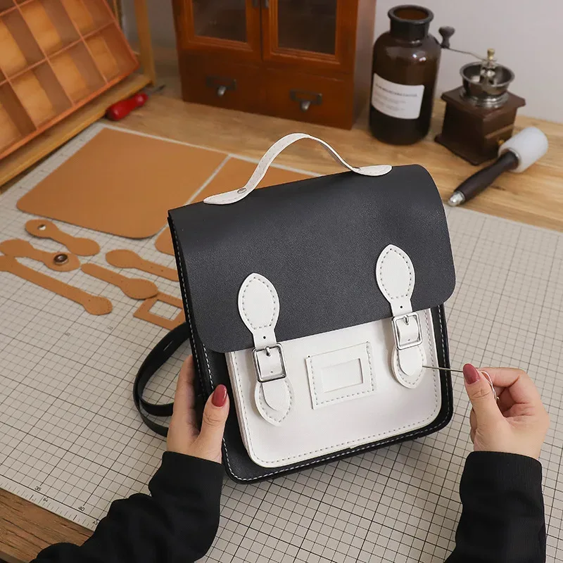 sac à dos rétro fait à la main, sacoche cousue à la main, matériel de bricolage personnalisé, sac tissé cambridge de grande capacité