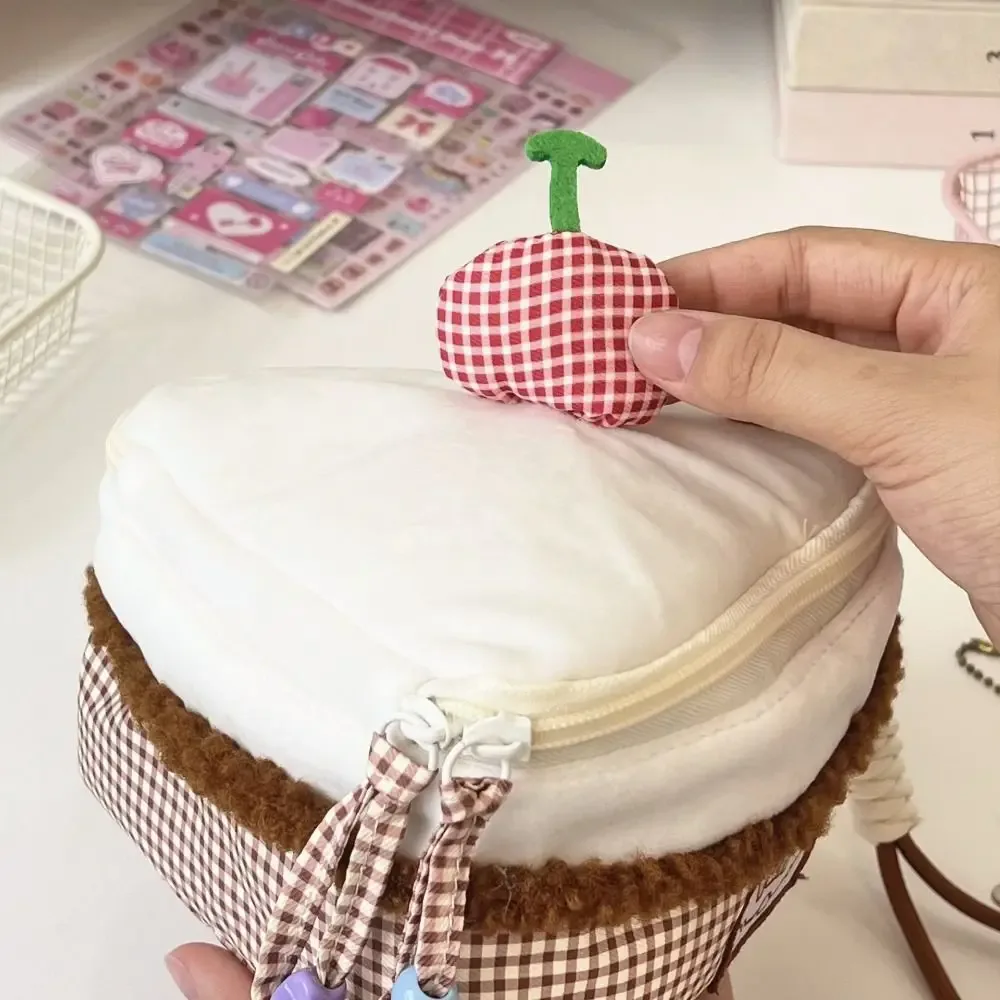 sac de maquillage multifonctionnel en cerise, grande capacité, design à rabat, trousse de toilette, sac à appareil photo triangulaire, voyage