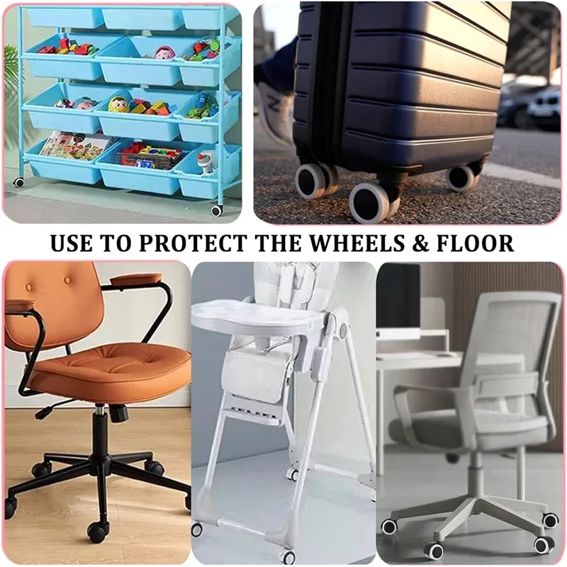 protecteur de roue en silicone, 32/4 pièces, compartiment à bagages, housse de protection de roue, boîtier de chariot, manchon à roulettes silencieux, accessoires de valise