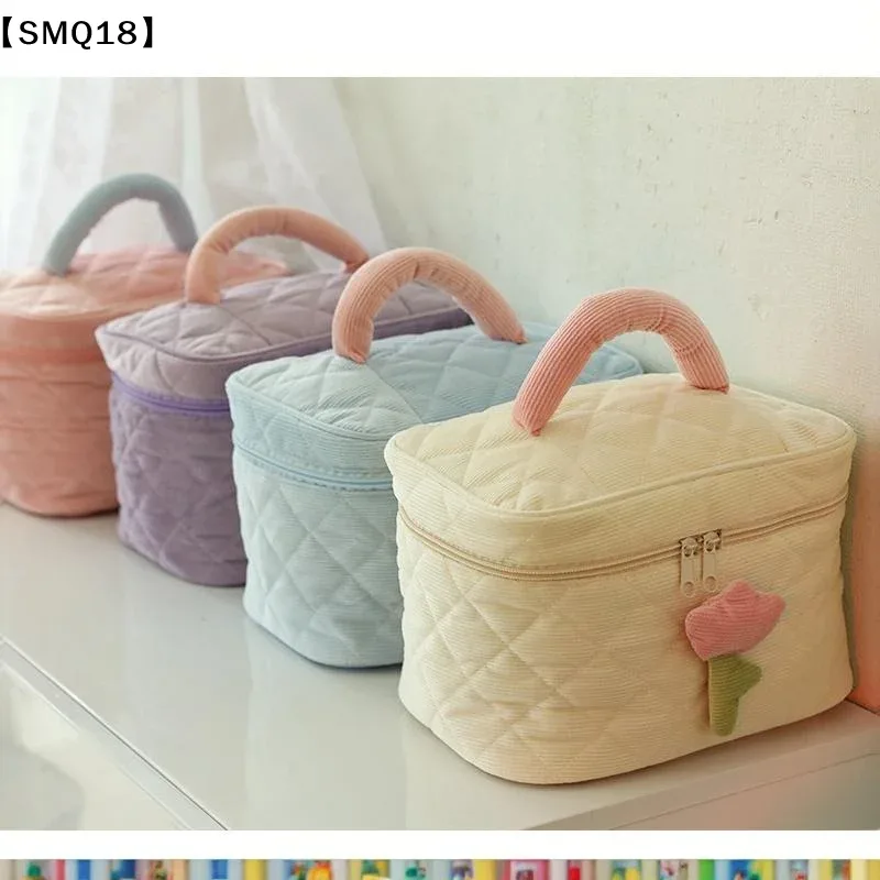 sac de rangement pour cosmétiques, 1 pièce, sac de voyage d'affaires, sac de toilette portable en velours côtelé de grande capacité, sac pour femmes 【smq】