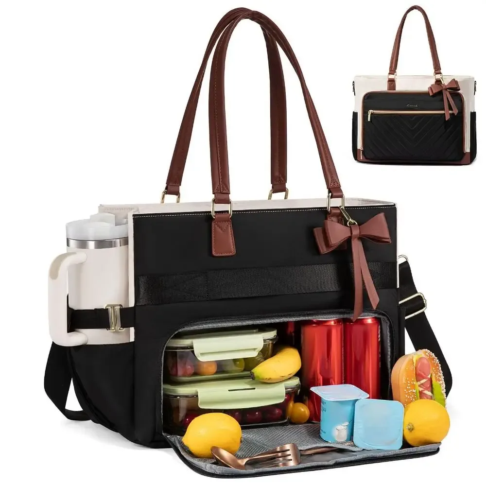 sac isotherme élégant grande capacité avec porte-gobelet, design 3-en-1, sac de travail, sac décontracté élégant résistant à l'eau, sac de voyage