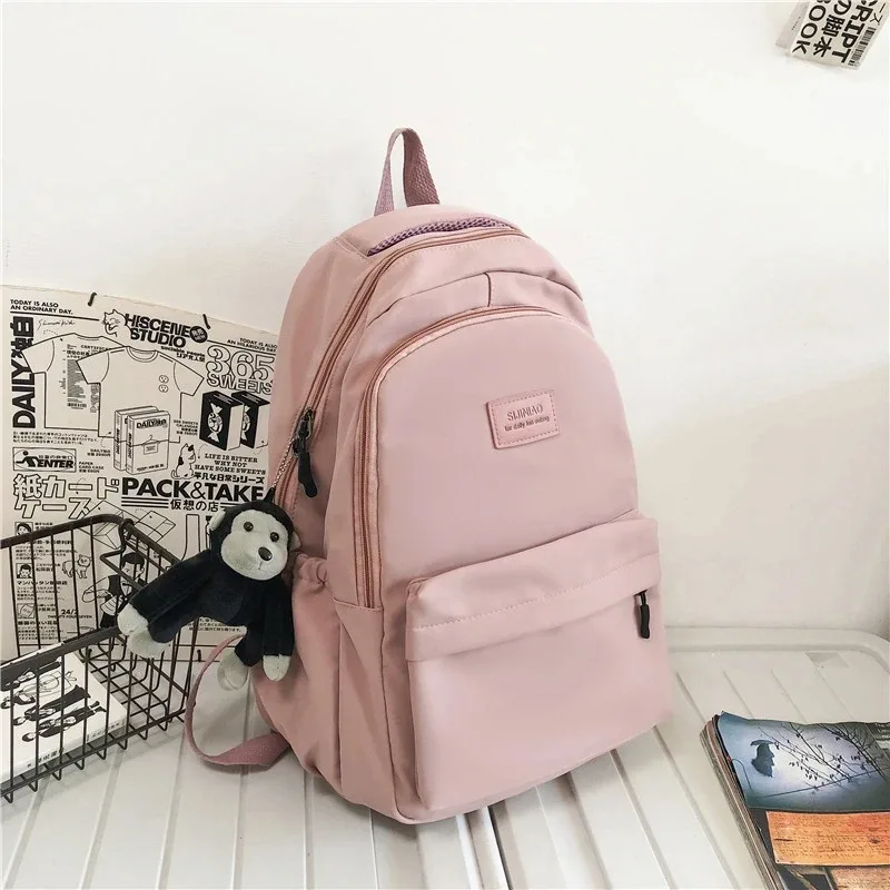 sac à dos de couleur unie pour femmes, sac de livre d'université multi-poches, sacs à dos décontractés pour ordinateur portable, cartable pour hommes et adolescentes, sacs d'école pour filles