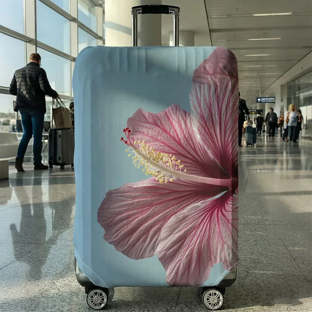 housse de bagage à imprimé fleur d'hibiscus, adaptée aux bagages de 18 à 32 pouces, manchon pour poignée de bagage, accessoires de voyage