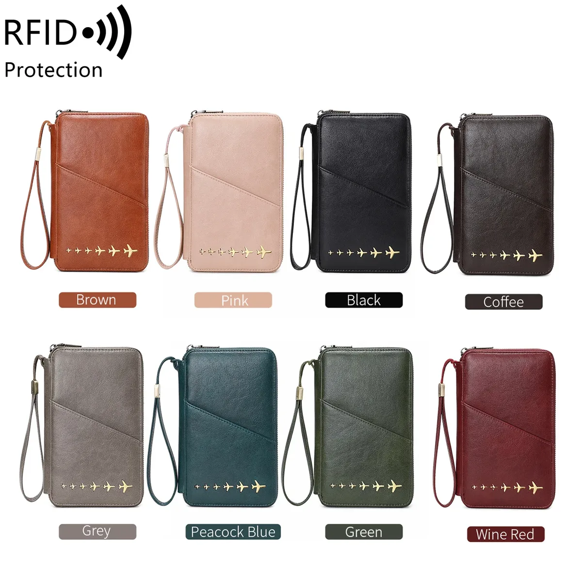 nouveau portefeuille porte-passeport familial rfid bloquant le sac de rangement de documents de voyage femmes hommes portefeuille de passeport multifonctionnel en cuir pu