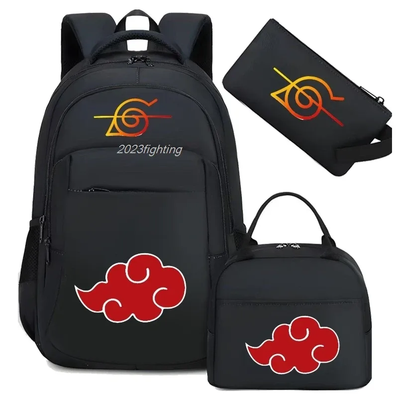 sac à dos uzumaki naruto uchiha sasuke pour hommes, sac à dos de voyage décontracté pour ordinateur portable, 3 pièces, sac à dos oxford, sac d'école pour hommes, mochila