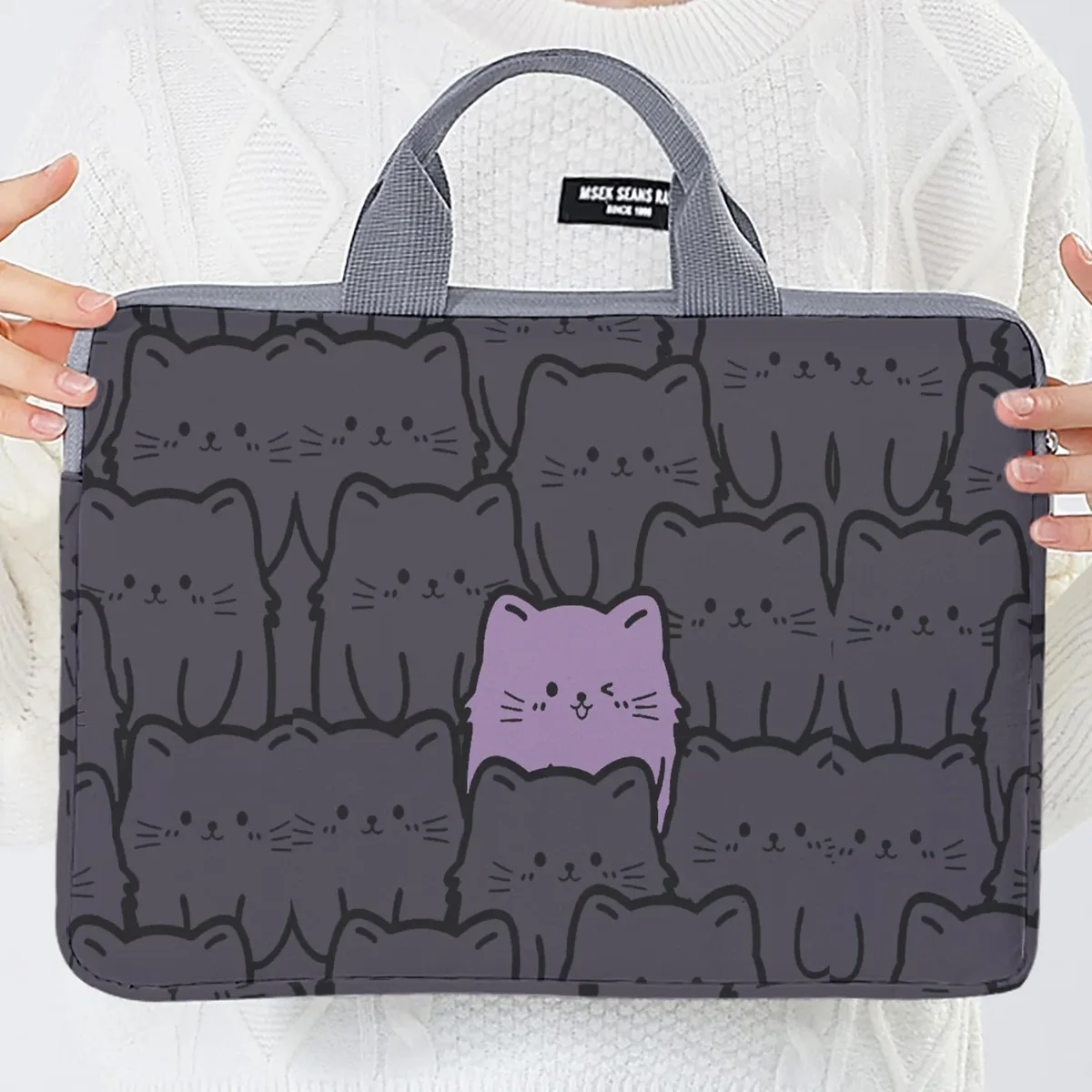 ensemble 1 pièce, sac pour ordinateur portable à motif de chat, mallette, adapté aux ordinateurs portables de 14 pouces, sac pour ordinateur portable fixe