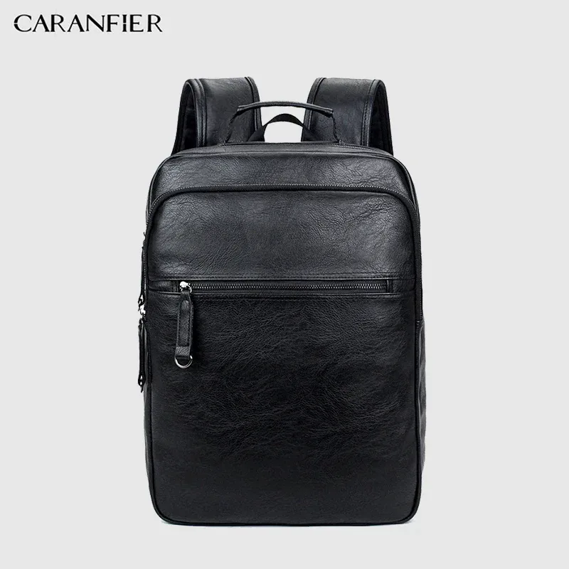 caranfier hommes sacs à dos en cuir pu haute qualité livre scolaire sac à dos hommes ordinateurs portables d'entreprise sacs sac de voyage sacs à dos doux mochila