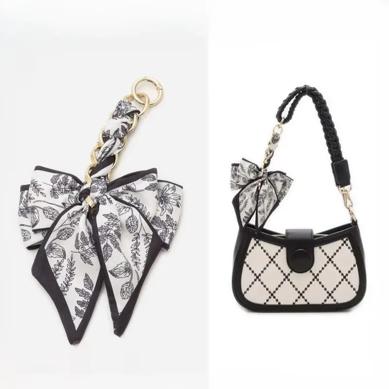 Chaîne d'extension de sac pour femmes, nœud papillon, sangle de sac à dos, sangle de chaîne suspendue, chaîne de sac à faire soi-même, mode drôle, couleur noire, pendentif Simple