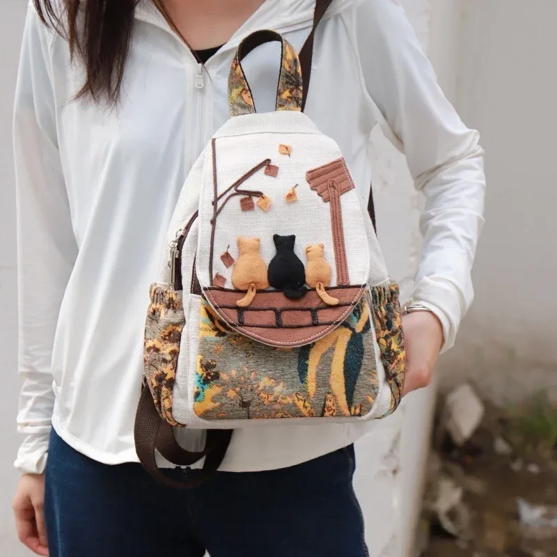 mode 3d dessin animé broderie femmes sac à dos décontracté femme voyage sac à dos joli style filles sac à dos sac à dos sac