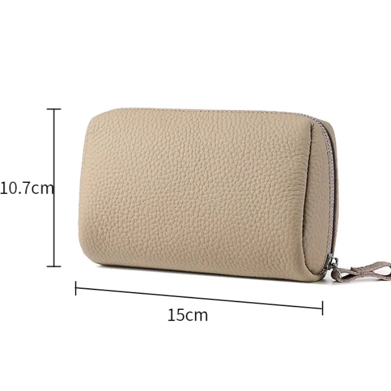 trousse de toilette de voyage en cuir pour femme, mini pochette cosmétique avec 3 compartiments, trousse de maquillage facile à nettoyer pour sac à main