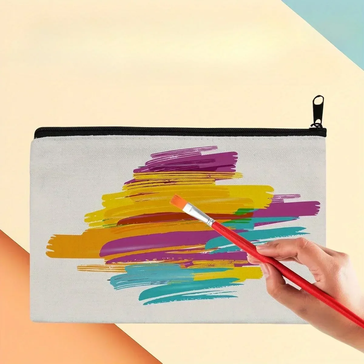 10 pochettes vierges à fermeture éclair – sacs organisateurs de cosmétiques et de voyage polyvalents blancs et beiges