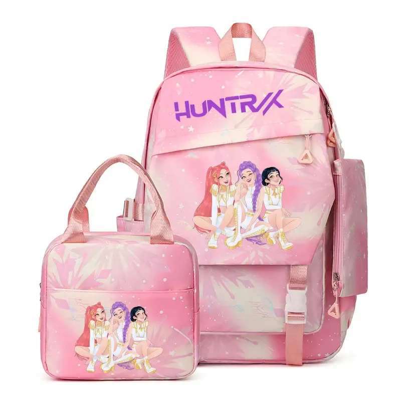 ensemble de sacs à dos kpop demon hunters avec sac à déjeuner et trousse à crayons, cartable pour garçons, sac à dos léger pour ordinateur portable, sacs de voyage