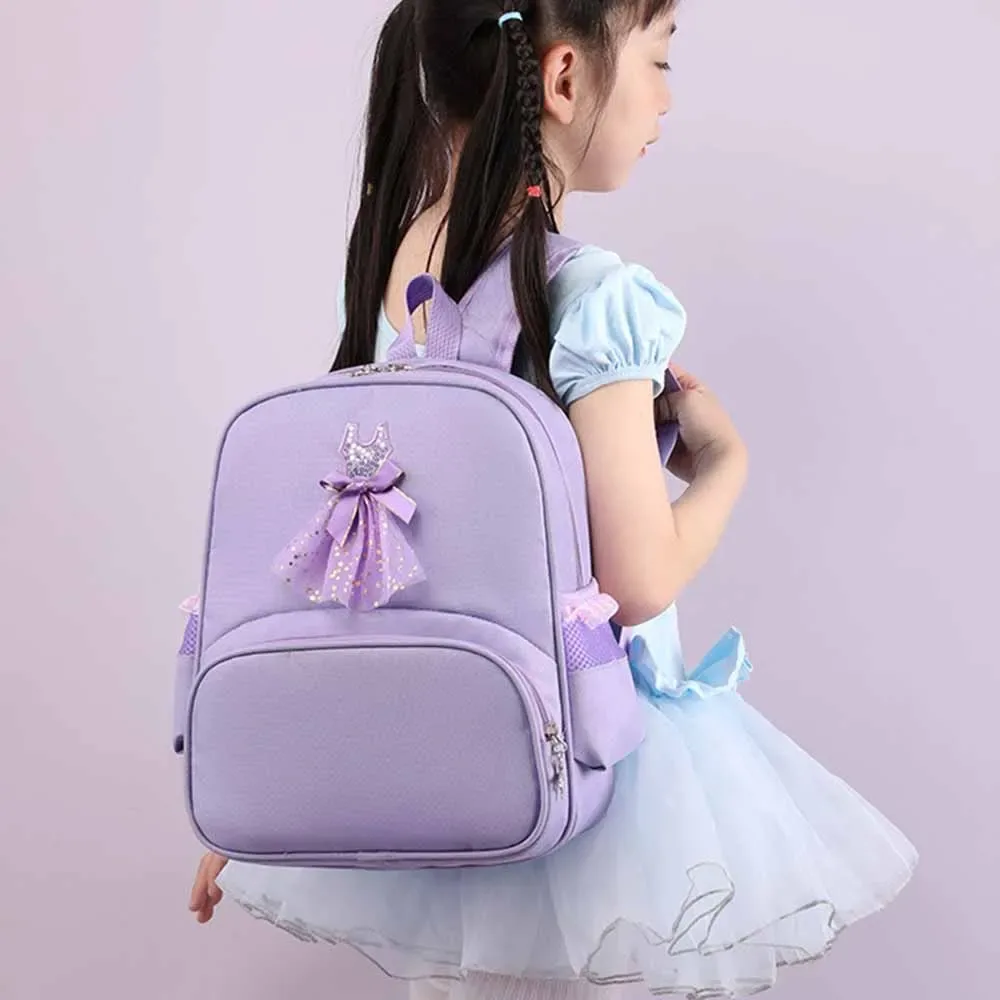 sac à dos de danse personnalisé style robe de princesse, sac à dos léger brodé en dentelle rose, sac de danse pour enfants de maternelle avec nom