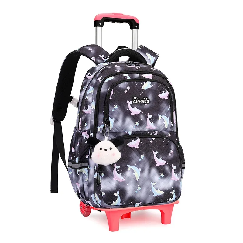 sac à dos scolaire à roulettes pour enfants, sacs d'écoliers pour filles, sac à roulettes mignon, cartable à roulettes pour enfants