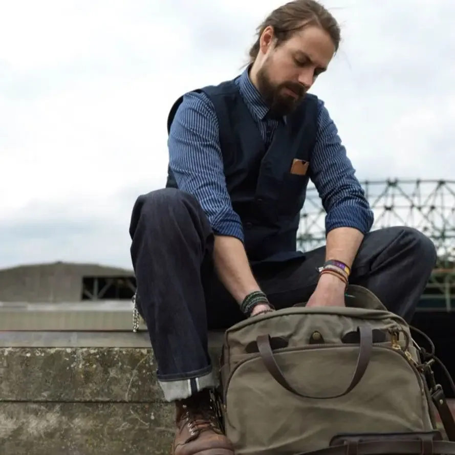 taille-brando – sac à bandoulière en toile et cuir, 22oz, ykk, avec fermeture éclair, pour ordinateur portable, business, 70258
