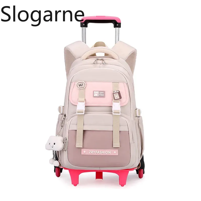 sac à dos roulant pour enfants, sac d'école étanche avec roulettes, chariot de collège, sac à dos à roulettes pour femmes