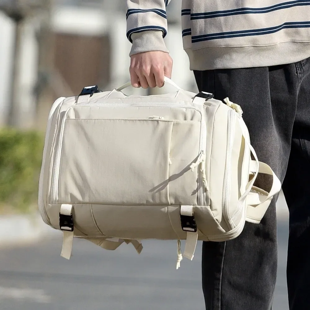 sac à dos de bagage léger de style boîte, sac à dos de voyage unisexe de grande capacité avec sac à chaussures, sac à dos de cabine anti-rayures pour collège