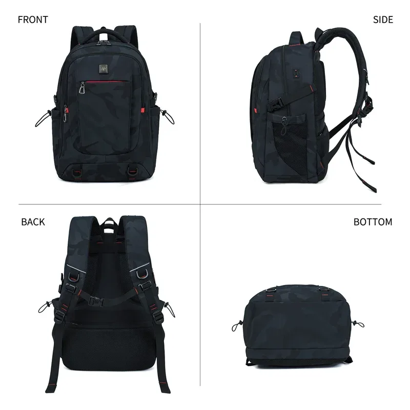 sac à dos pour ordinateur portable de 17 pouces - convient pour les voyages, résistant à l'eau, style universitaire, modèle pour homme, sac pour ordinateur portable, vert camouflage, bac