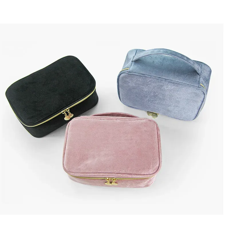 xmessun nouveau sac cosmétique de voyage en flanelle à la mode pour les femmes, sac de maquillage à main de grande capacité décontracté de créateur de mode a327