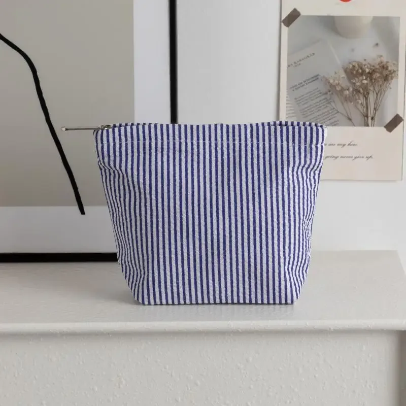 sacs de rangement à rayures verticales, 1 pièce, petits sacs de maquillage à la mode pour femmes, avec fermeture éclair, sac de rangement de voyage portable