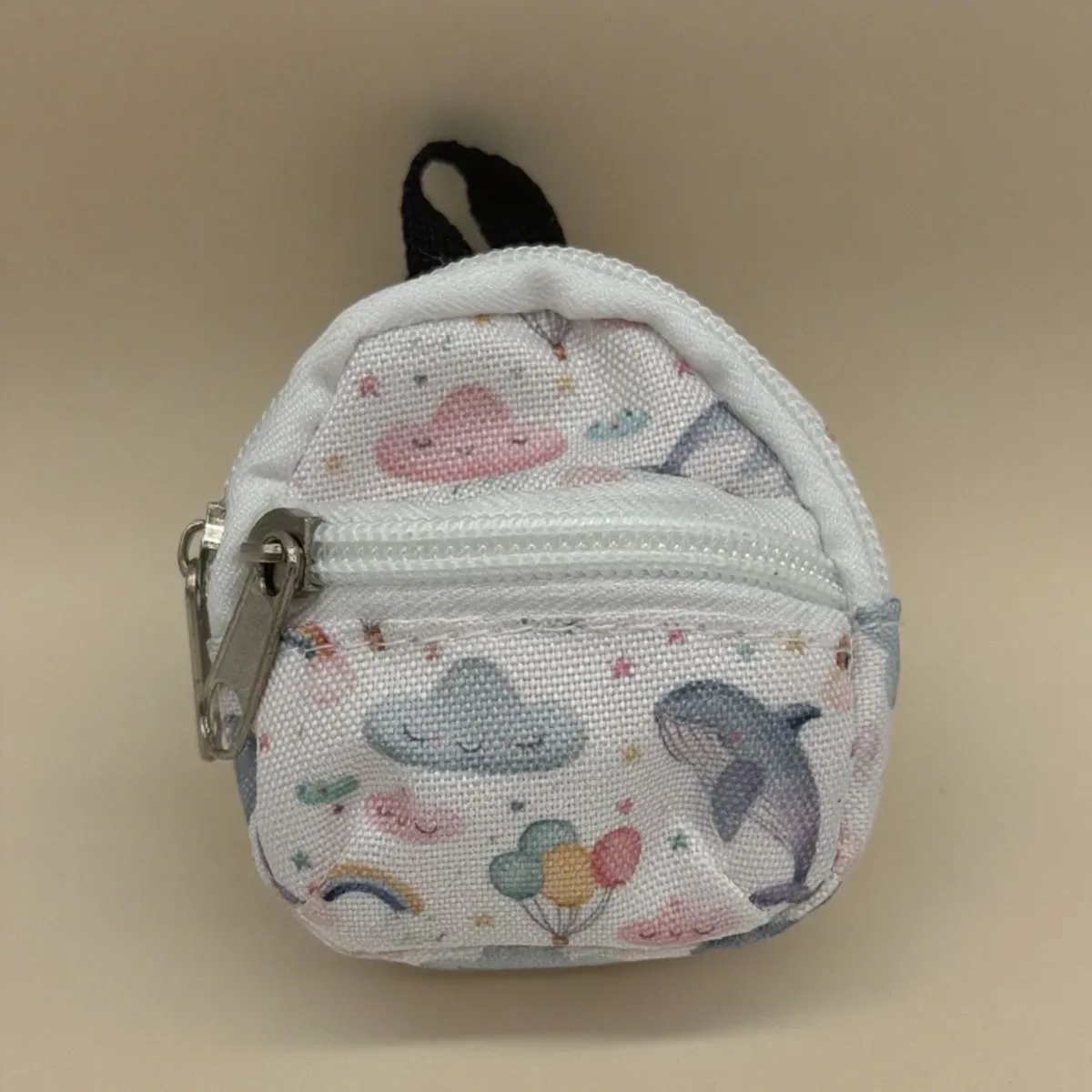1 pièce mini sac à dos porte-monnaie à fermeture éclair double épaule avec porte-clés et pendentif