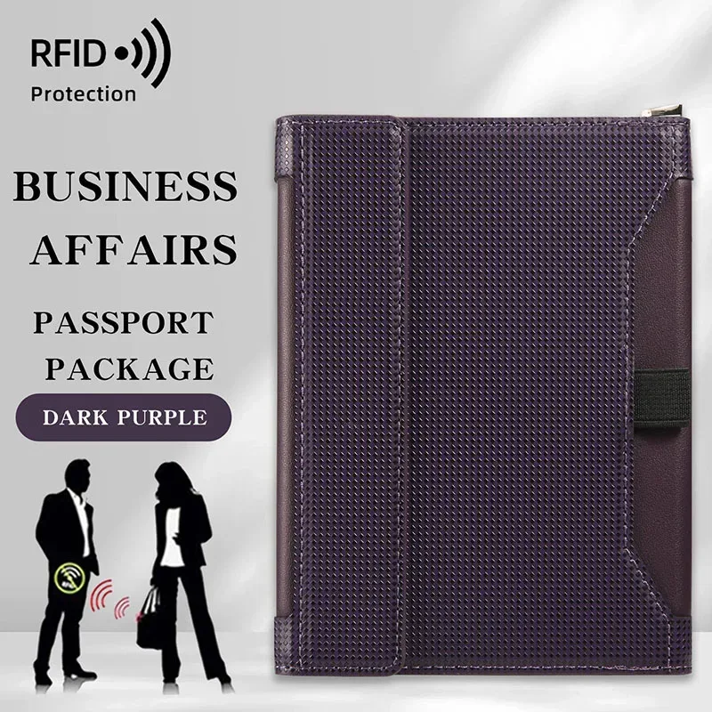 porte-passeport bloquant rfid, essentiels de voyage, multifonctionnel, grande capacité, couverture de passeport, cadeaux d'affaires, étui pour cartes