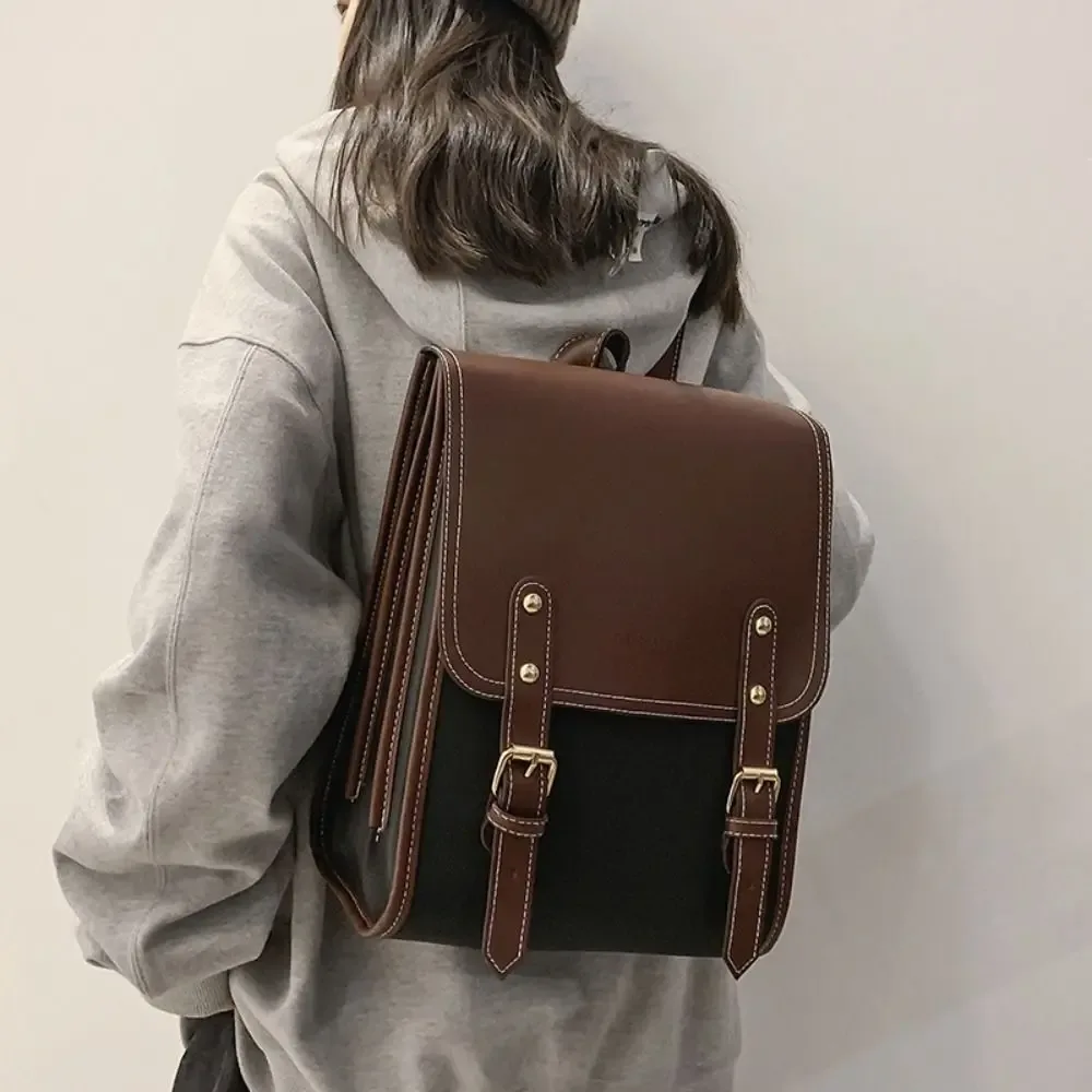 sac à dos japonais simple en cuir pu, style preppy, sacs à dos pour ordinateur portable de grande capacité, sacs de voyage