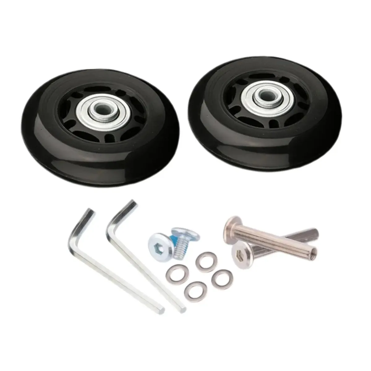 2 pièces/ensemble bagages valise roues roulements kits de réparation flexible résistant à l'usure roue universelle en caoutchouc muet vis outil noir