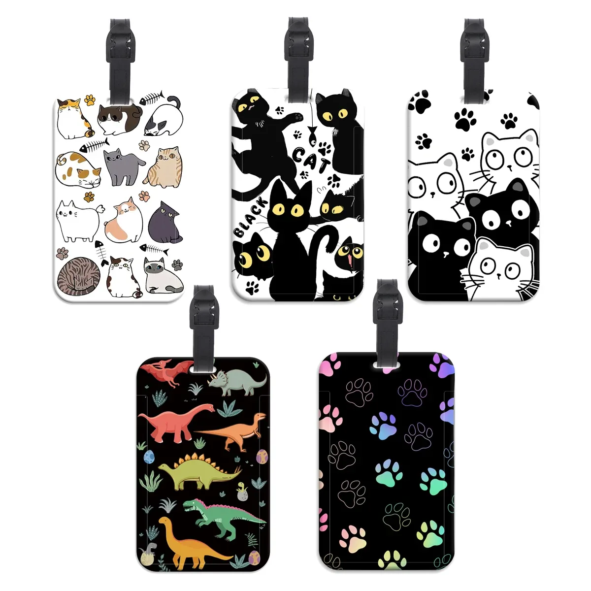 Étiquette de bagage en plastique chats mignons, valise dinosaure, sac à dos, liste Anti-perte, porte-carte d'identité, accessoires de bagages à la mode, cadeaux