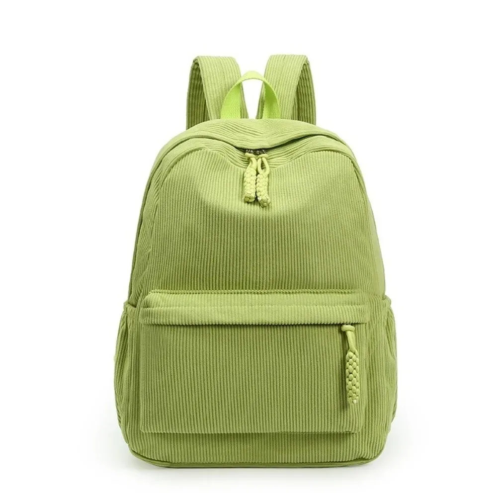 sac à dos léger en velours côtelé, grande capacité, couleur unie, sac d'école pour étudiants, sac à dos portable de style japonais pour femmes